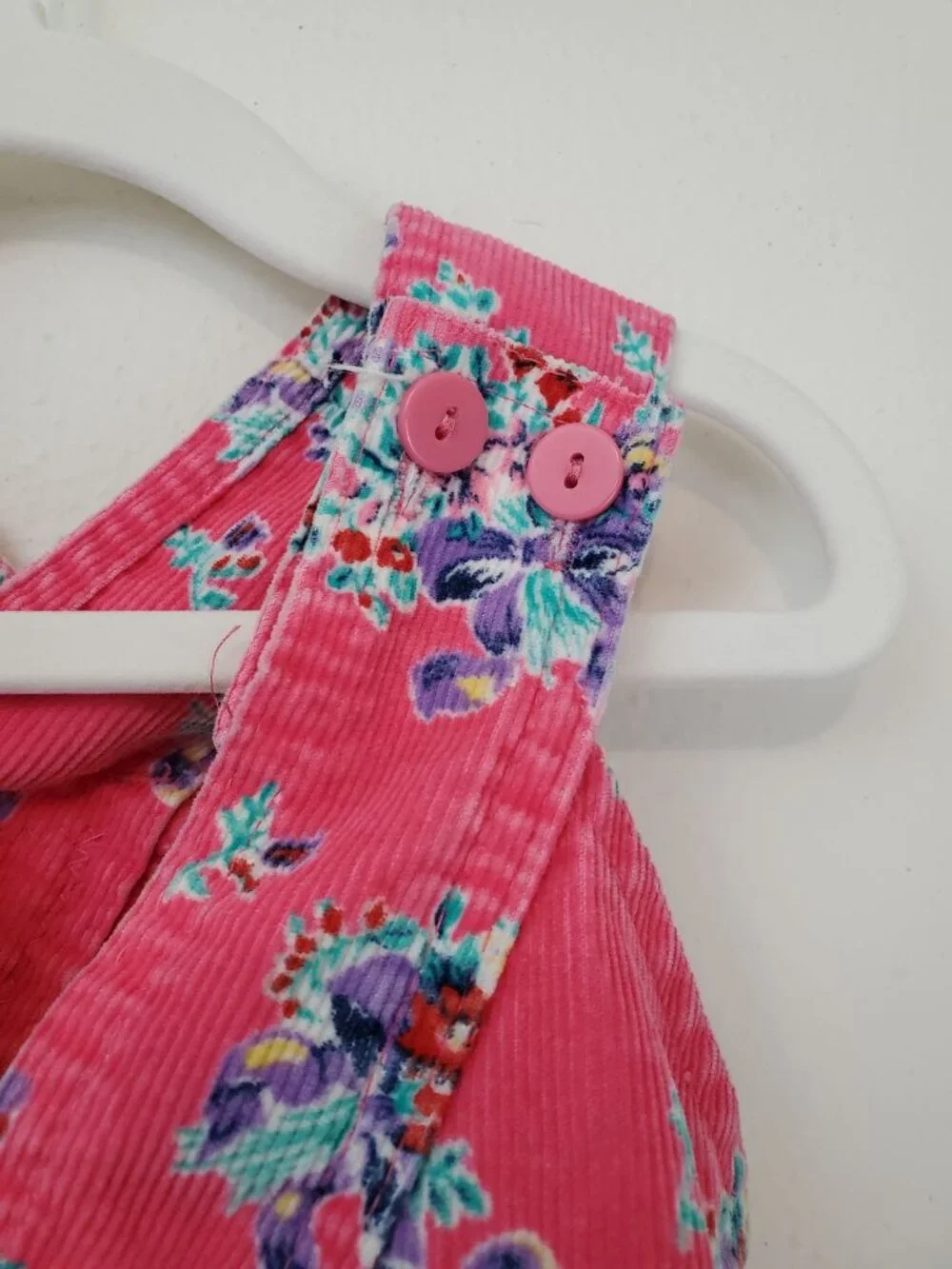 OshKosh B'Gosh vintage 90's pink floral Vestbak overall dress